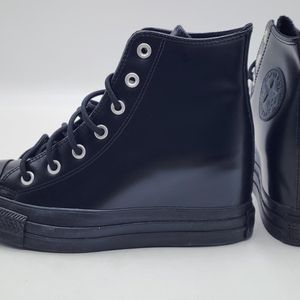 Black Leather Wedge Converse - Picture 3 of 4